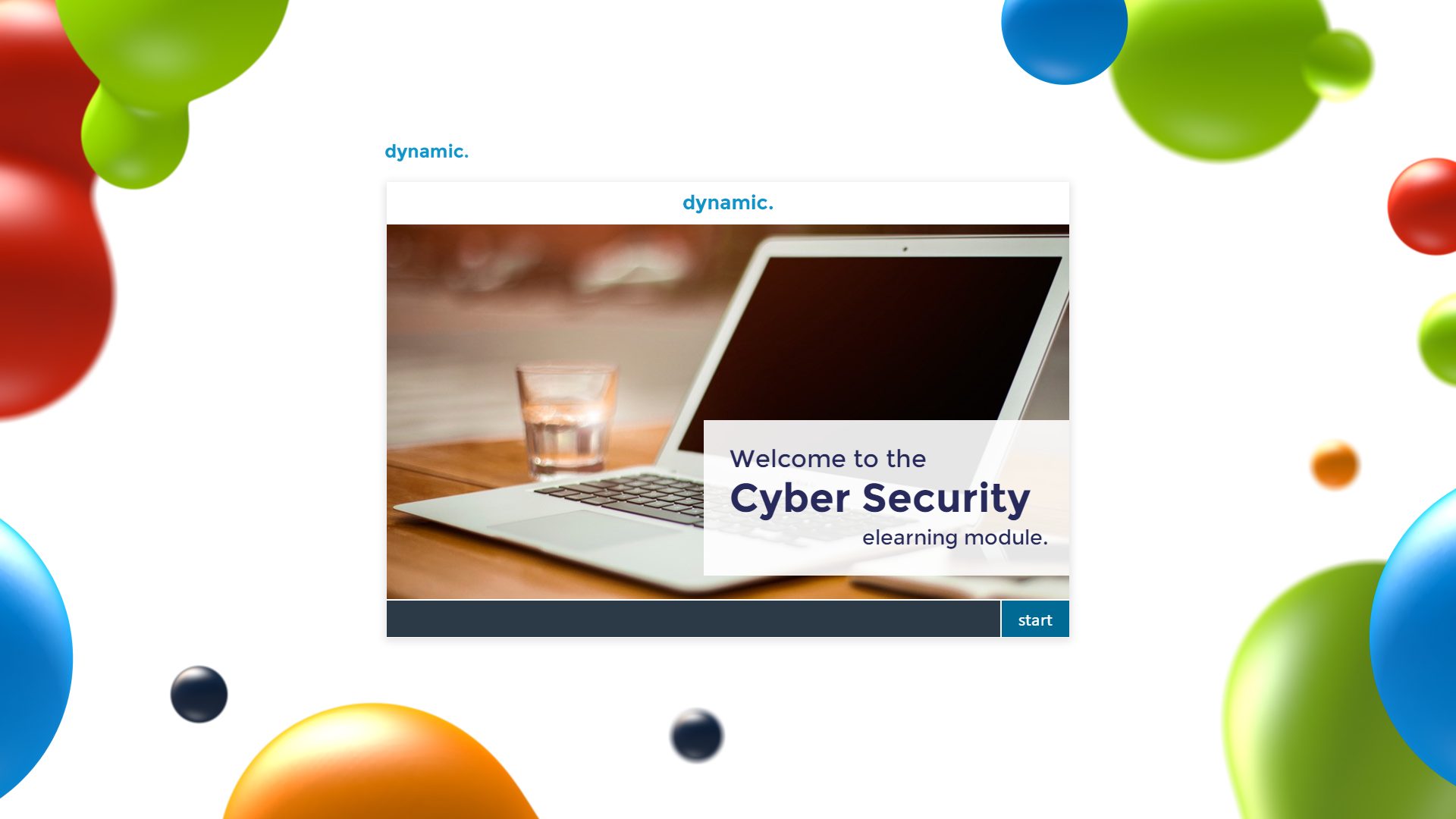 The title page for Dynamic's off-the-shelf eLearning module, cyber security.