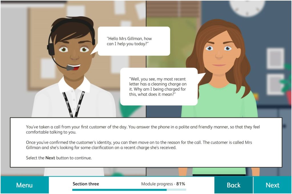 Screenshot of elearning created with thorough scoping exercise